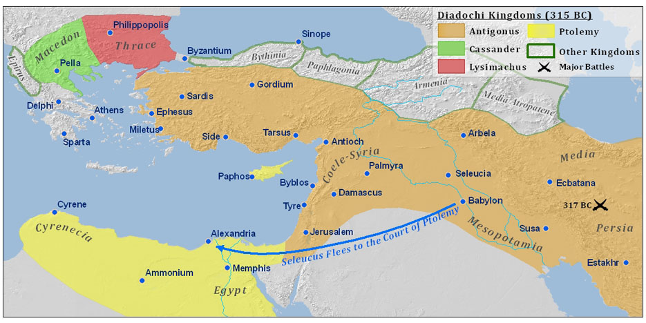 Persian empire divided into four parts after Alexander the Great