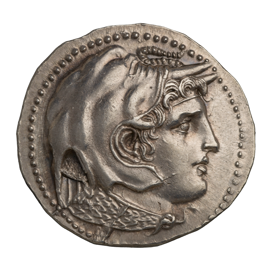 gold coin showing image of alexander the great